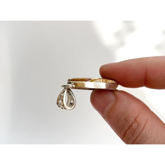 Utah Agate Brown & Gold Oval Floral Bail Sterling Silver 925 Vintage Pendant - Picture 10 of 10